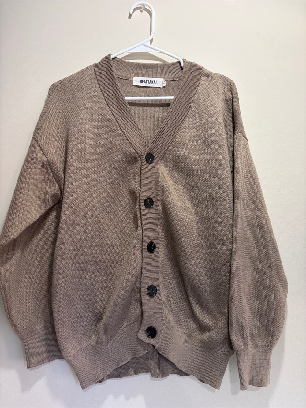 Men's Realtakai Taupe Button-Front Cardigan